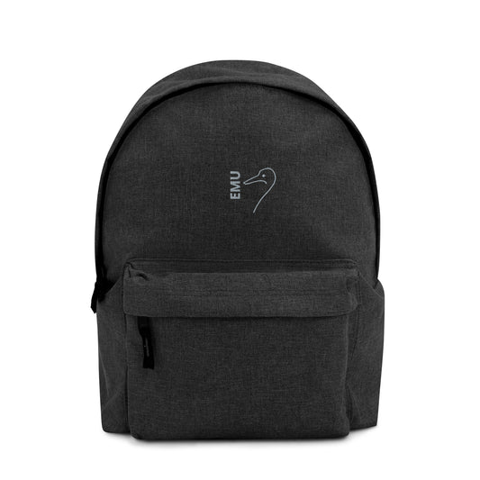 Embroidered EMU Backpack - Grey Logo